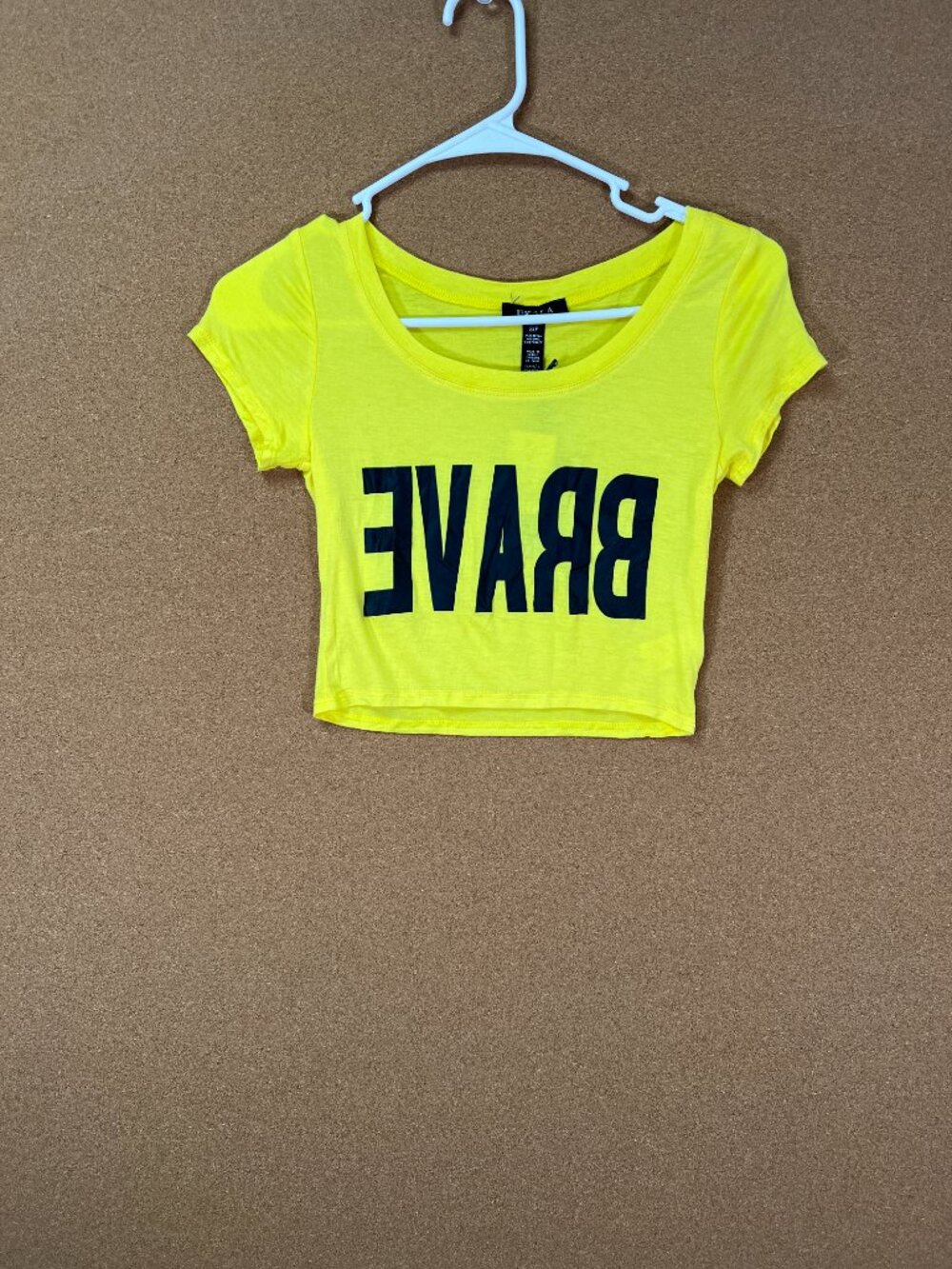UK2LA Women Crop Top Shirt Small Yellow Graphic Tee Short Sleeve NWT